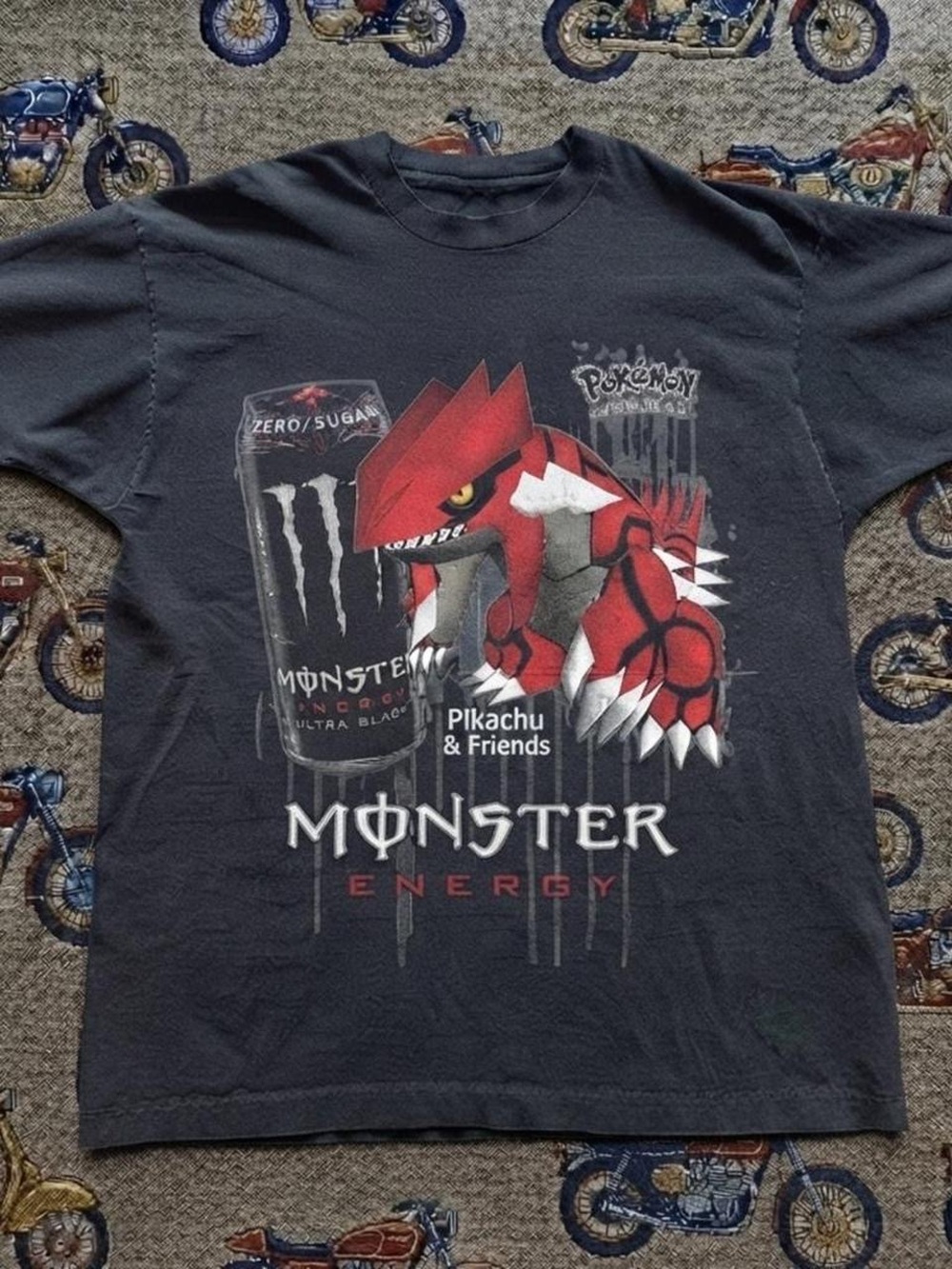 Monster Energy x PokΓ©mon Black Graphic Tee - Red/Grey Accent